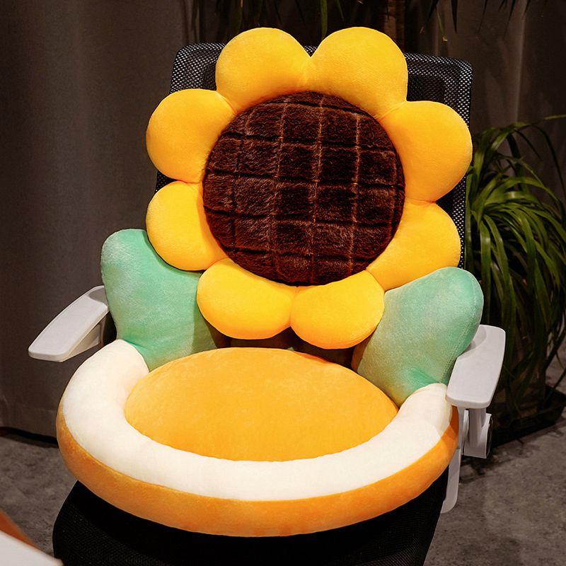 Große Frische Blume Sonnenblume Plüsch Futonkissen Stuhlkissen Sitz Lendenwirbel Schlafzimmer Bodenmatte Pflanze Büro Sitzkissen Geschenke 50cmx45cm orange