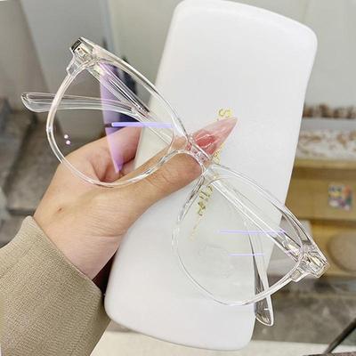 Transparent Datorglasögonbåge Kvinnor Män Antiblått Ljus Runda Glasögon Blockeringsglasögon Optiska Glasögonglasögon