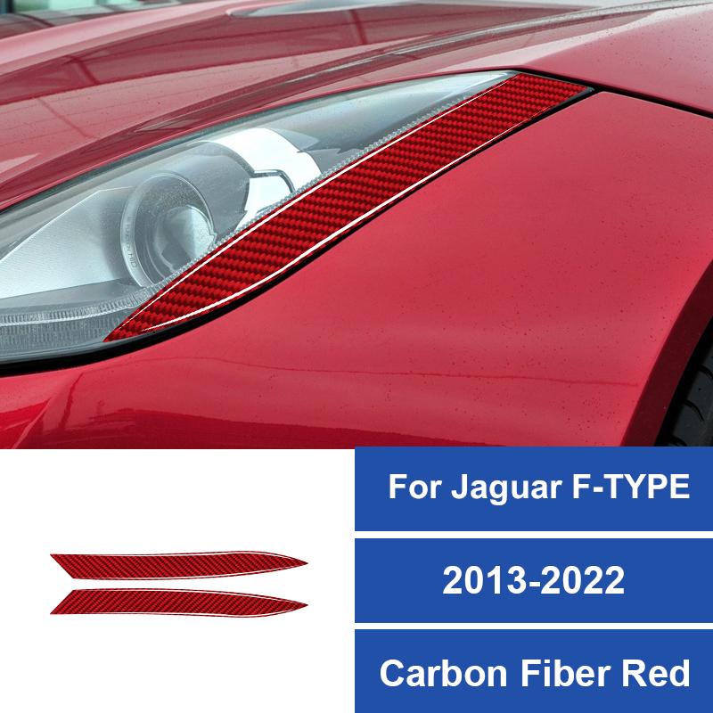 2PCS Real Carbon Fiber Car Front Head Lamp Eyebrow Decoration Sticker For Jaguar F-Type 2013-2022 Car Exterior Accessories