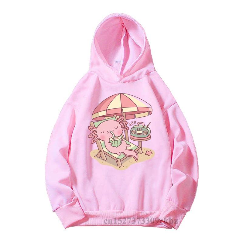 Just A Girl Who Loves Axolotls Print Kids Pink Hoodie Comfy Versatile Long Sleeve Streetwear Children Sweatshirt Baby Casual Top