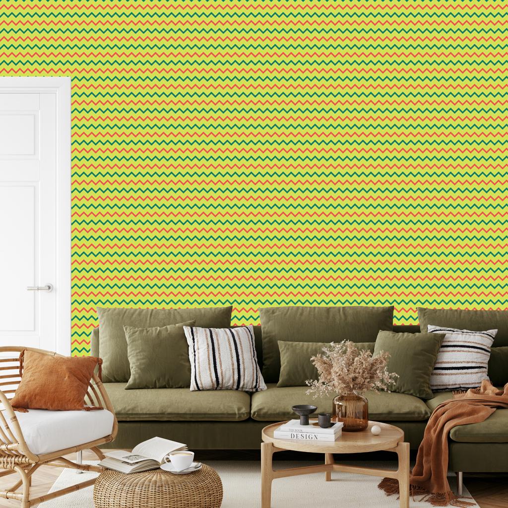 Zigzag Gold and Yellow Wallpaper for Living Room and Bedroom 50x1000