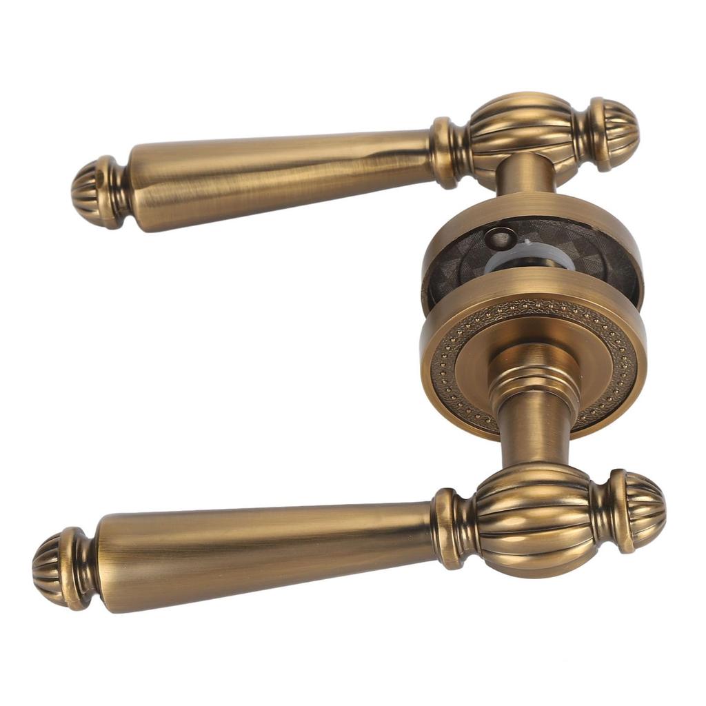 Golden Design Door Handle Lock, Silent Operation, Indoor Bedroom Lock with Antique Bronze Finish for Bedrooms and Living Rooms