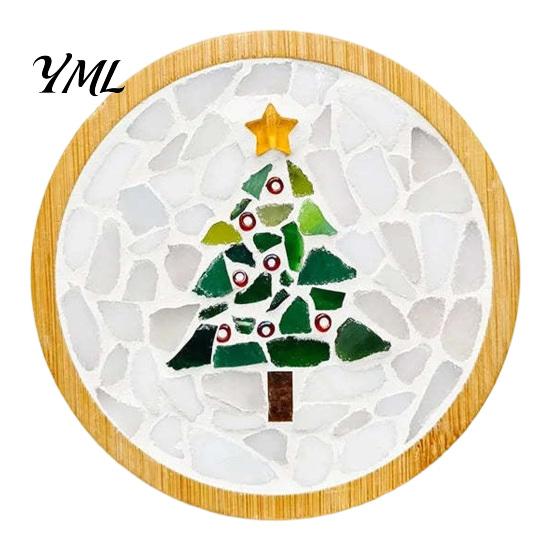 Family Fun Crafting for Christmas Mosaic Coaster DIY Kit, Festive Art Santa Wreath Creative Table Decorations Snowman Pattern, Tile Craft Kit Adults,