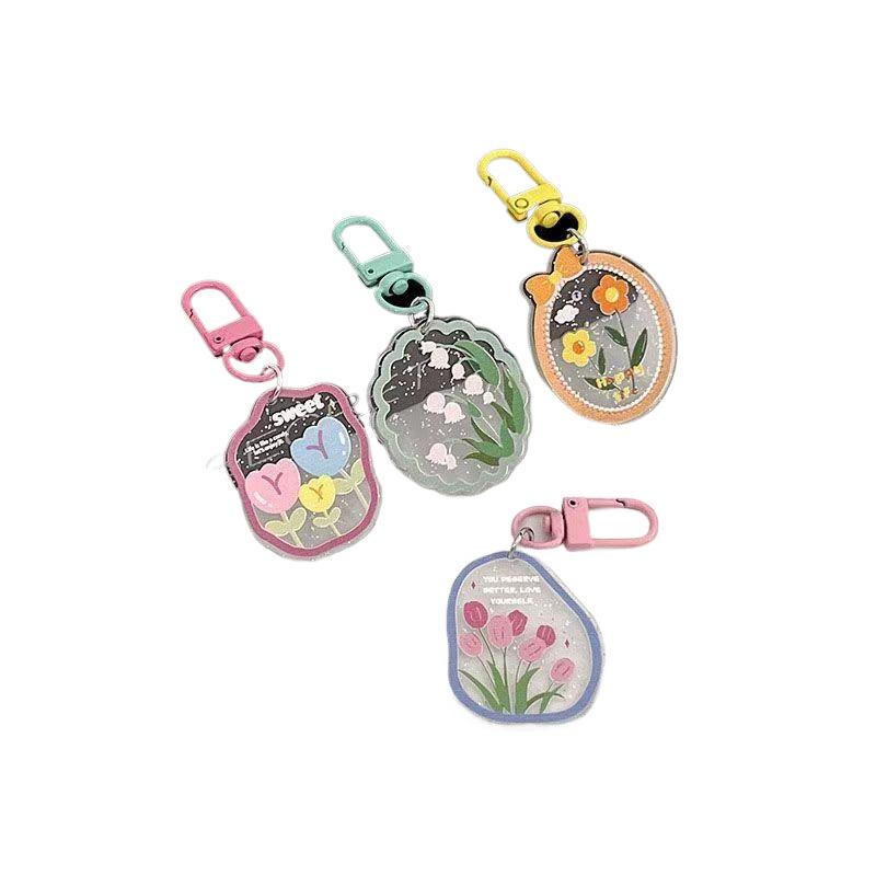 1pcs Tulip Hanging Keychain INS Korean Flower Keychain Spring Tulip Earphone Hanging Student Keychain Pendant