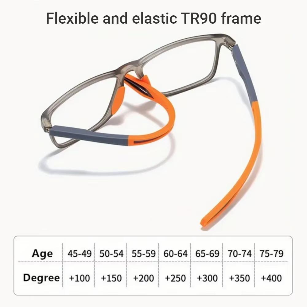 TR90 Photochromic Anti-blue Light Reading Glasses for Women and Men Ultralight Sports Farsight Eyeglasses +1.0 To +4.0