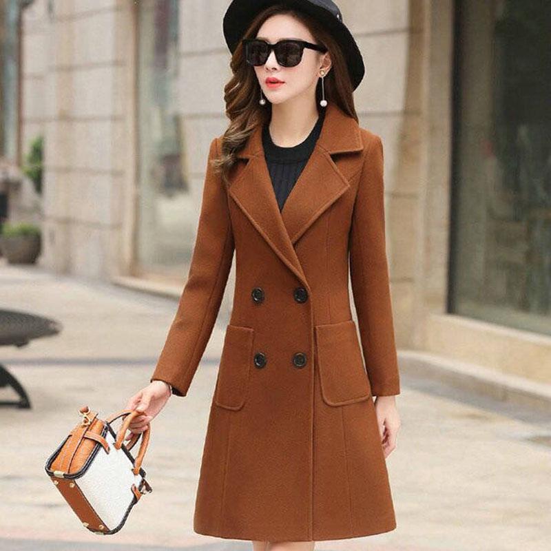 Elegant Women's Winter Korean Version Plus Size Slim Woolen Coats Female Fashion Temperament Woolen Coat