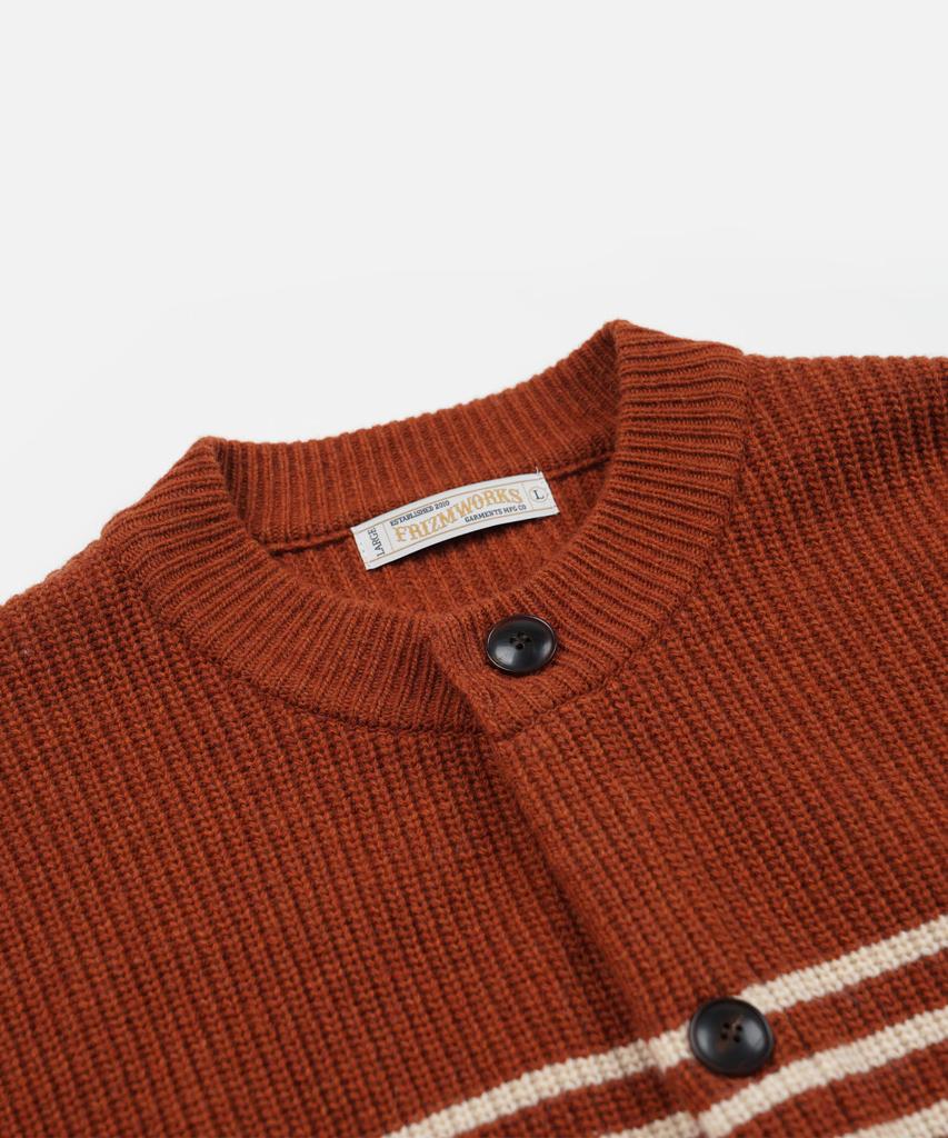 Frizmworks Wool Stripe Round Cardigan _ Brick