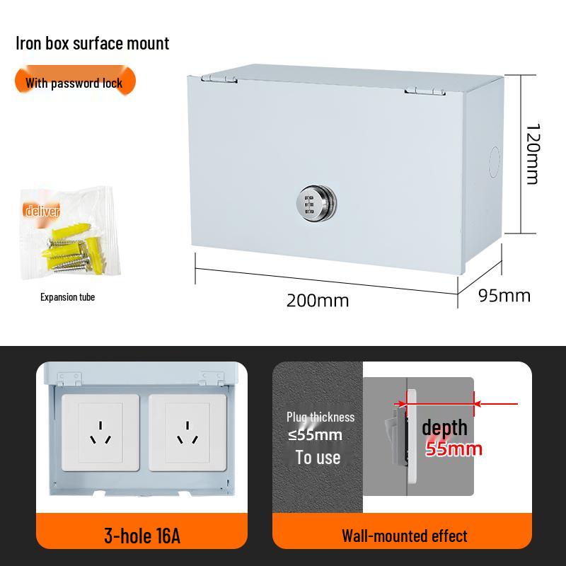Weatherproof Surface-Mount Outdoor Electric Scooter Charging Socket with Lock, 86 Type 10A.