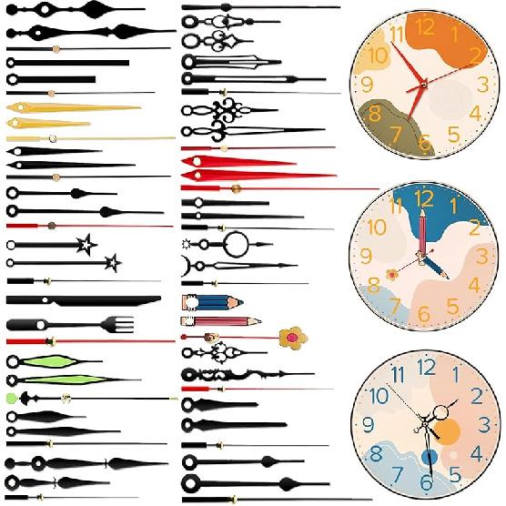 PARAOR 8 PCS High Torque Quartz Clock Movement Mechanism Replacement Clock Kit with 12 Different Pairs of Clock Hands for DIY Repair Clock Parts 02