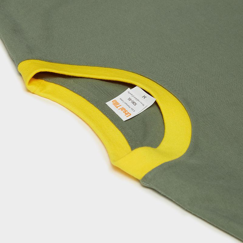 Schweres Baumwollkontrast-Herren-T-Shirt Kurzärmelig Spleiß Herren-T-Shirt Jugend Unterhemden Oberteile T-Shirts Hemd