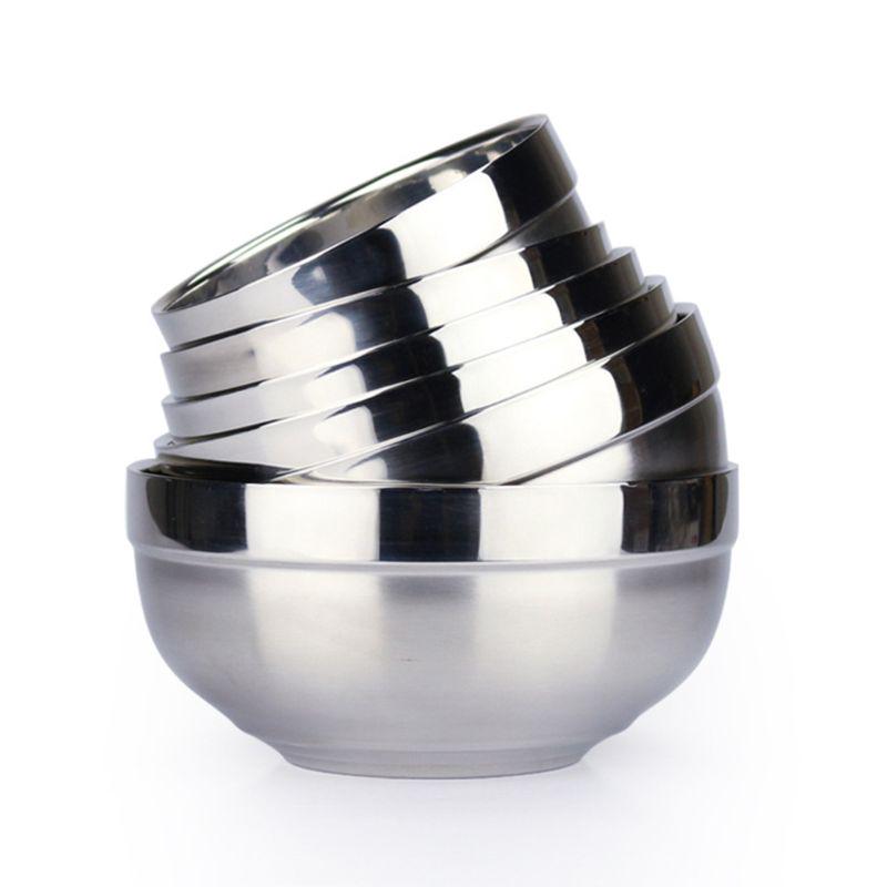 Eco-friendly Double Layer Anti-Rust Stainless Steel Classic Bowl Thermal Insulation Kitchen Flatware