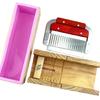 Holz-Seifenformen-Box & Seifenschneider-Set Rechteckige Silikonform mit Holzbox