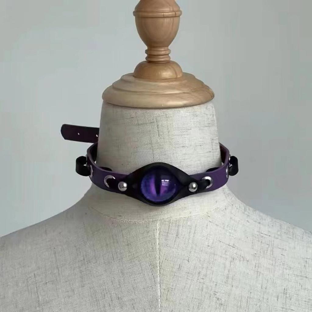 Gothic Punk Choker Necklace With Demons Eye Designs Fashion Accessory for Women Craft of PU Leather And Resin Alloy