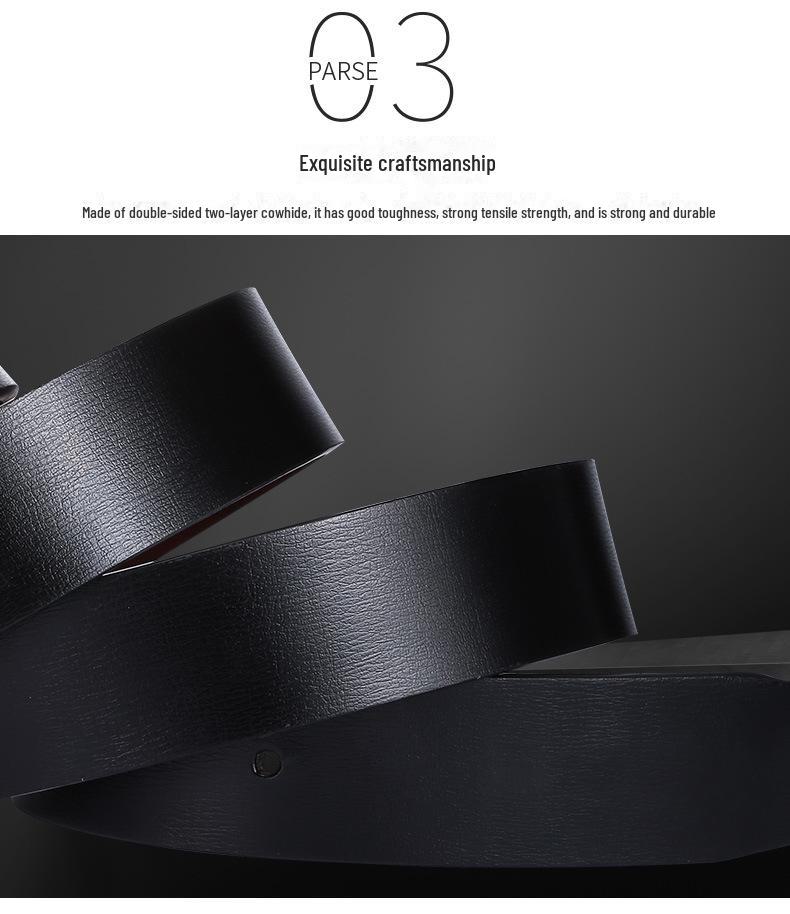 Men's Versatile Double-Sided Cowhide Belt with Rotating Pin Buckle