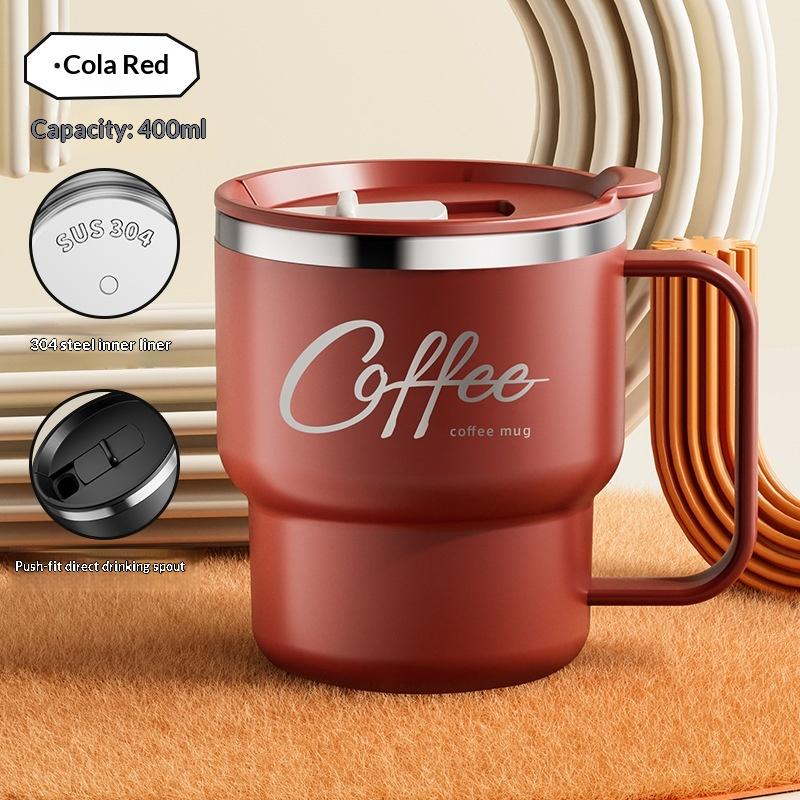 304 Stainless Steel Double Wall Insulated Coffee Cup With Handle Portable Students Leak-Proof Water Cup Milk Coffee Mug