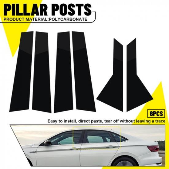 For - Volkswagen Jetta Glossy Black Pillar Post Door Trim Decal 6PCS N