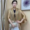 XinSaiQi Douyin Trendy Ice Silk Tassel Shawl Qipao Cardigan for Women - Purple/Black