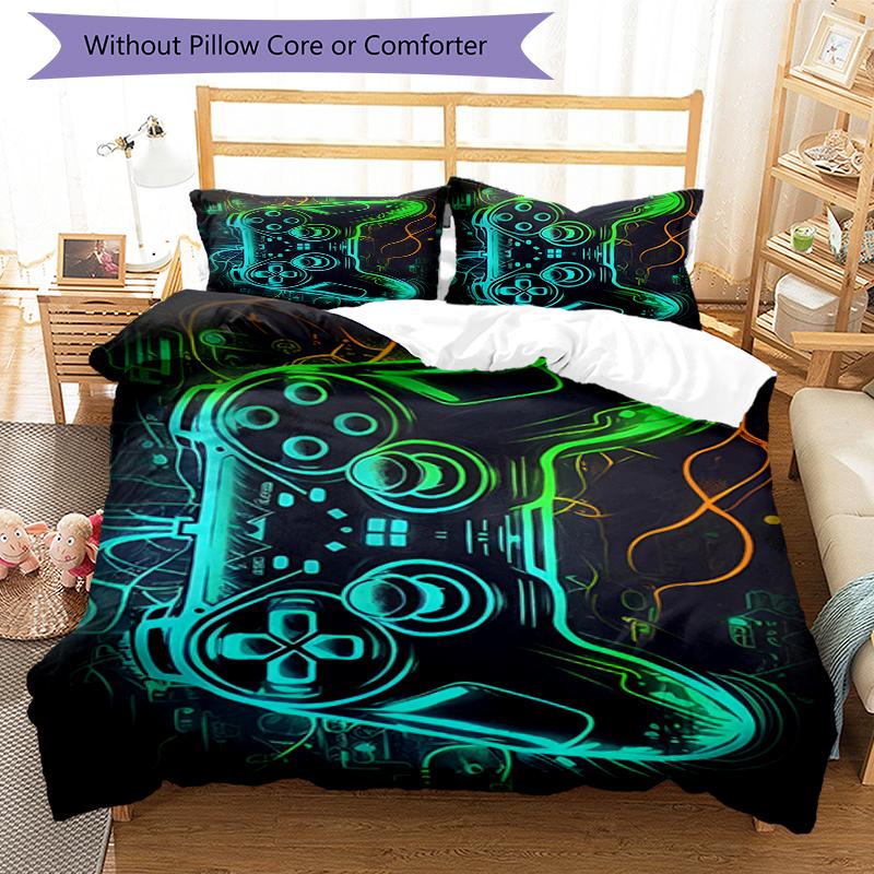 3pcs Game Controller Bedding Set Duvet Cover Closure Includes 1 Duvet Cover & 2 Pillowcases, Soft and Comfortable for All Seasons.