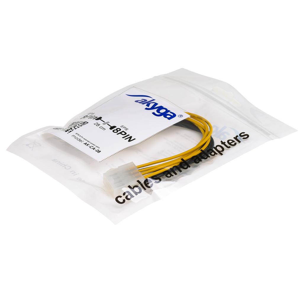 Kabel EPS 8 pin Akyga AK-CA-08 Przedłużacz do zasilacza ATX męsko - żeński 20cm