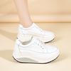 Women's Sneakers Height Increase White Leather Platform Casual Simple Thick Sole Elevator Shake Shoes