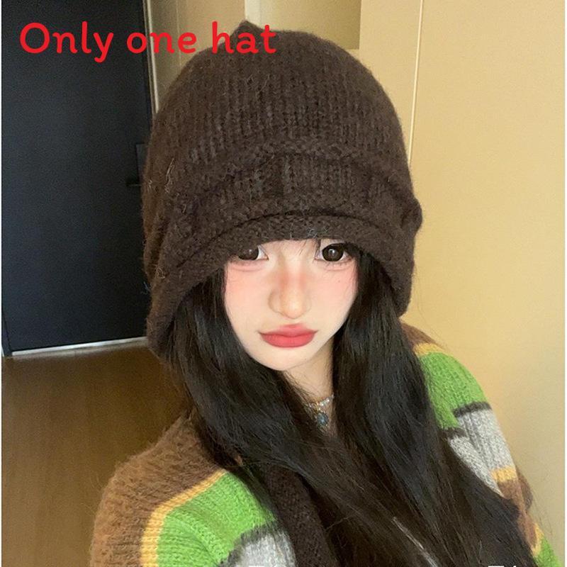 Woolen Knit Hat For Women With Windproof Warmth For Outdoor Activities