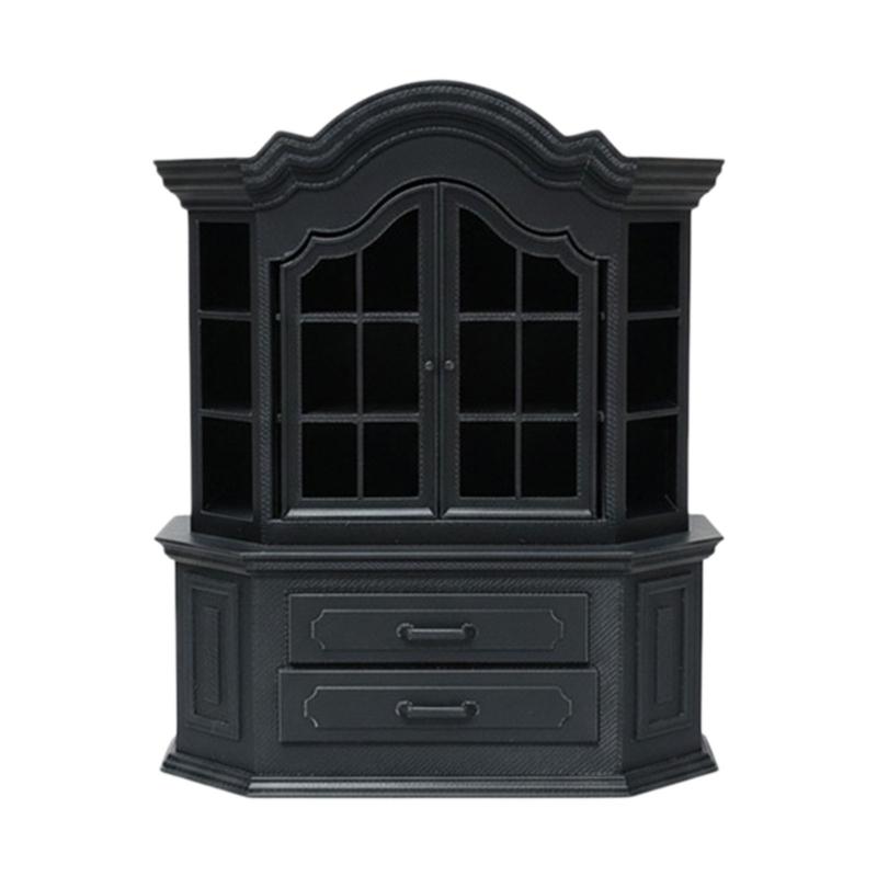 Solid Plastic Mini Cabinet Bookshelf Model Dollhouses Accessories For Bedroom Kitchen Living Room Tiny House Decoration