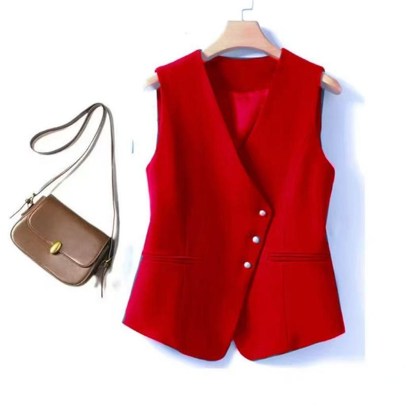 Spring and Autumn New Style Suit Vest Fashionable Outer Style Waistcoat Western Style Sleeveless Layered Jacket