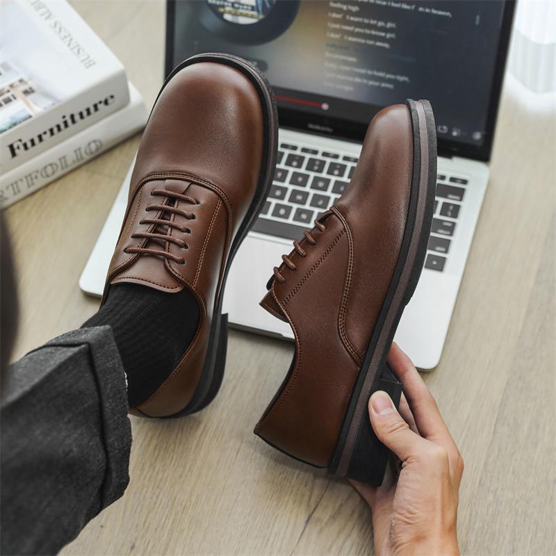 Fashion Lace-Up Men's Oxford Shoes Classic Casual Leather Walking Shoes for Men Outdoor Lace-Up Flats Comfortable Business Dress Shoes