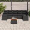 Ensemble de Sofa de Jardin 8 Pièces avec Coussins Noir Poly Rattan Acacia, Sofa de Jardin 2 Places avec Coussins Noir Poly 3347485