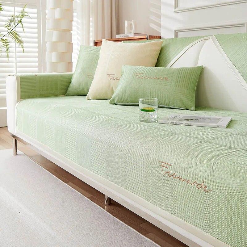 Summer Ice Silk Sofa Cover Pet Dog Kids Mat Non-slip Sofa Slipcover Protector Cover Universal Couch Towel for Living Room Decor