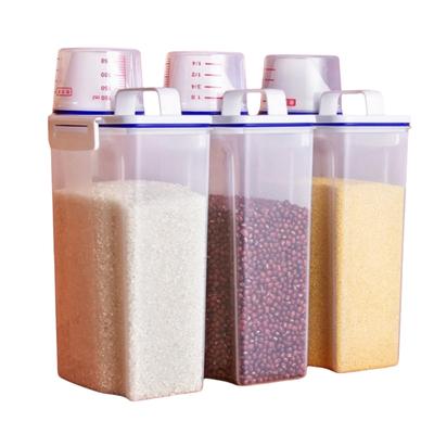 Boîte de Rangement Transparente pour Céréales de Cuisine avec Tasse à Mesurer Récipients de Stockage Alimentaire Anti-Humidité Couvercle Rotatif Scellé