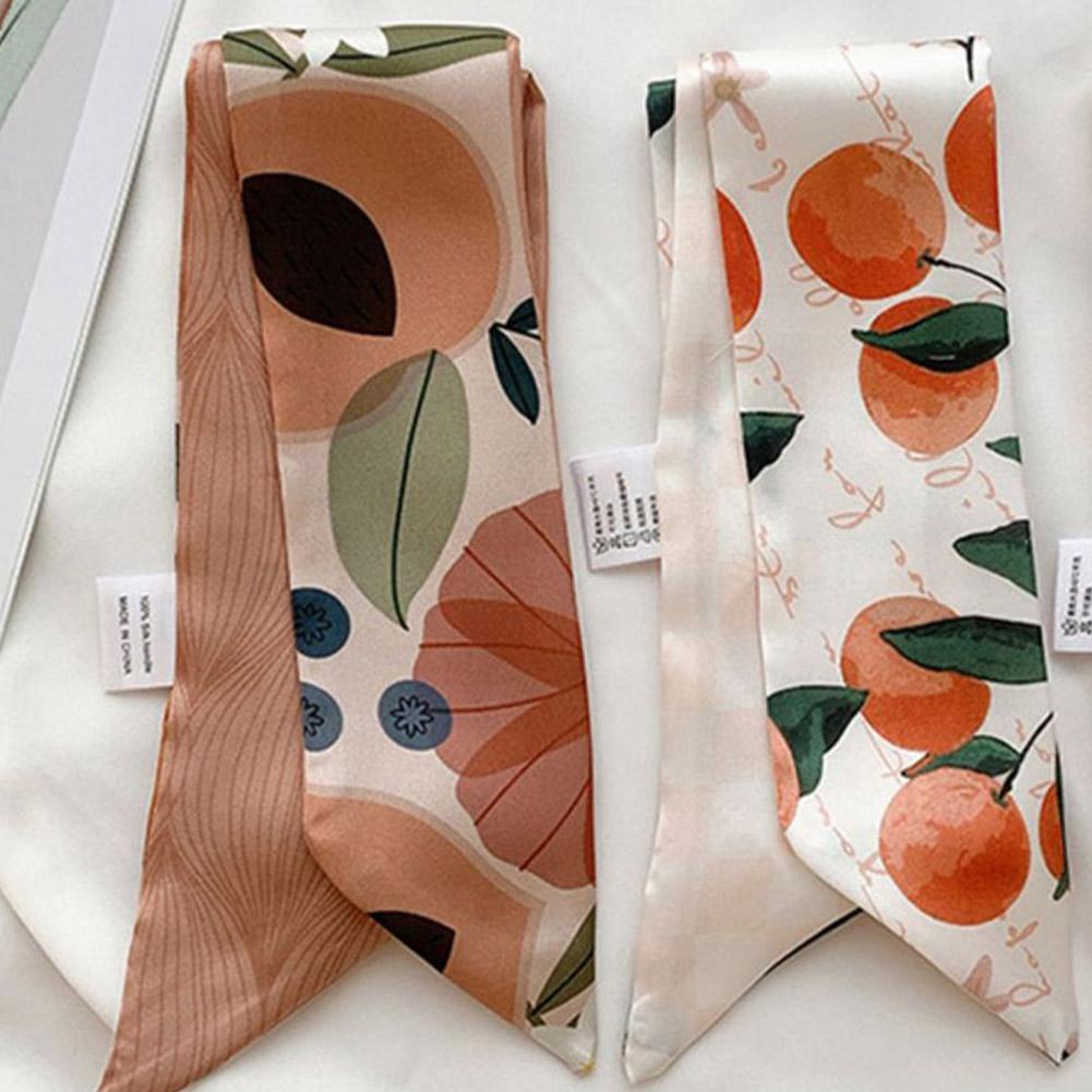 Long Hairband Skinny Neckerchief Women Hair Scarf Fashion Headband Cute Tie Scarves Silk Feel Luxury Print Bag Scarf For Ladies