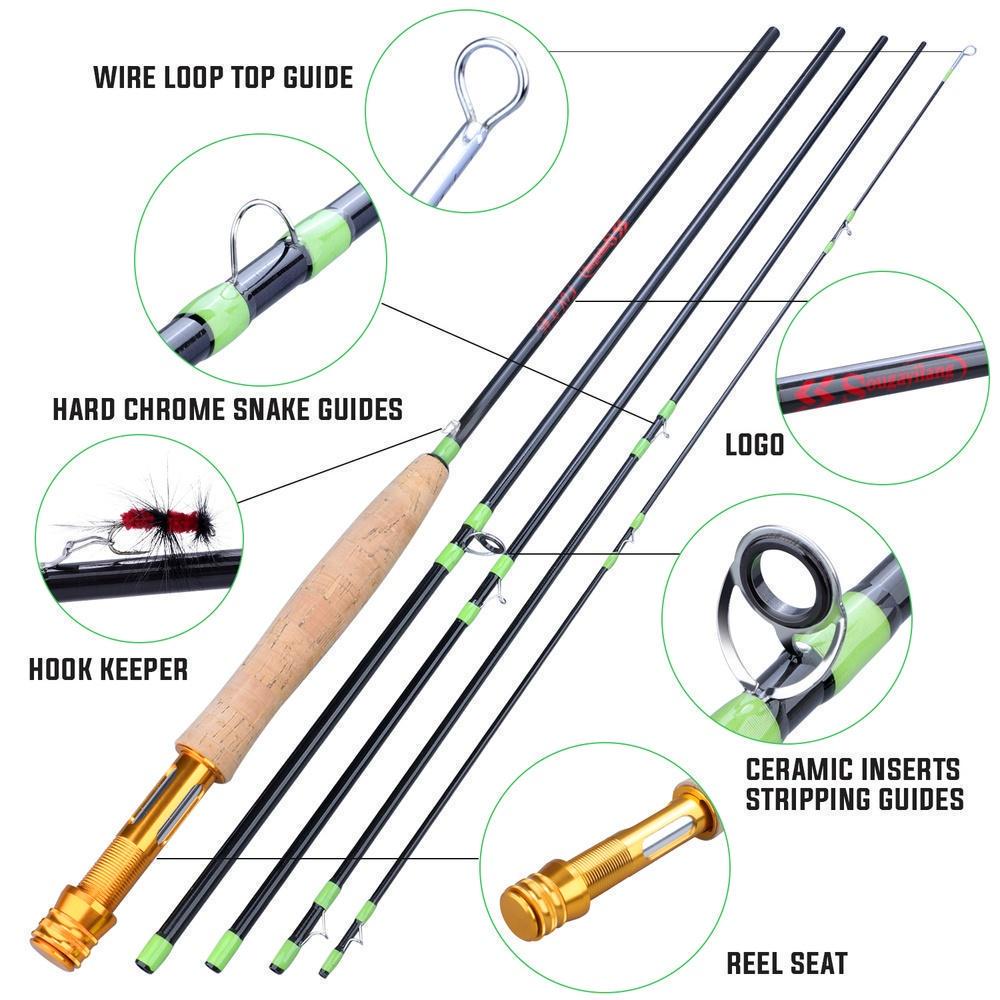 Fly Fishing Rod and Reel Combo Set Rod Combo with Fly Fishing Line Fly Lures Full Kit with Bag