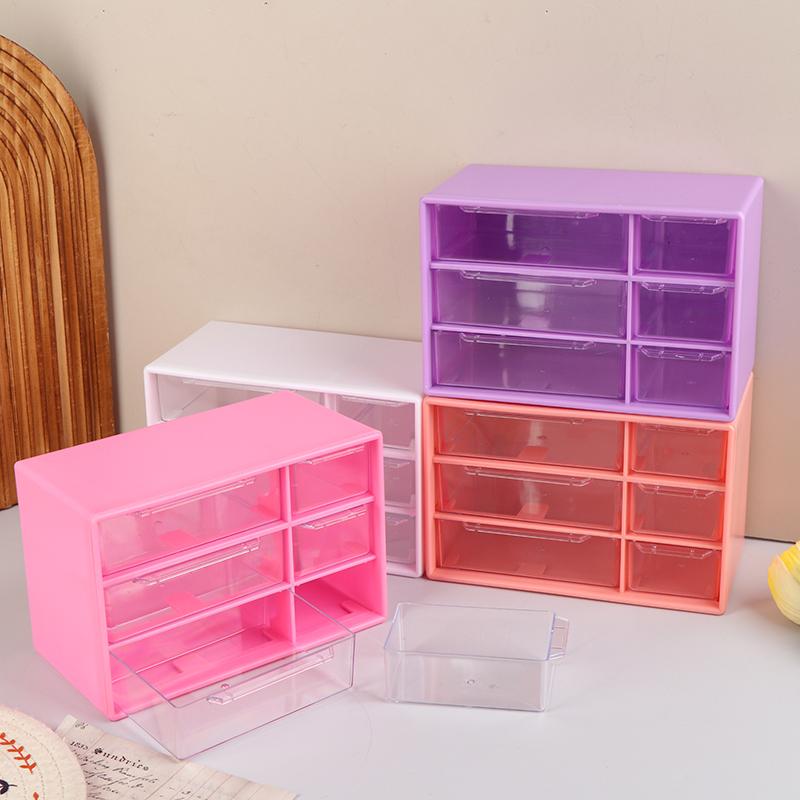 Transparent Six Grid Drawer Box Multi-Layer Desktop Storage Box Dustproof Organizing Box For Office Supplies Stationery Jewelry
