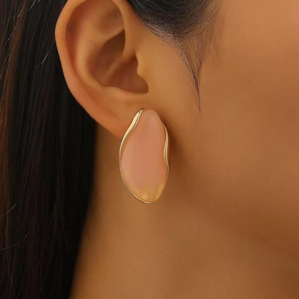 Irregular Geometric Earrings Resin Gold-plated Ear Studs Retro Resin Earrings Accessories