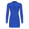 Womens Glossy Long Sleeve Bodycon Dress Mock Neck Solid Color Stretchy Fabric Tight Fitting Nightwear Evening Gown
