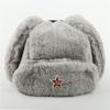 Warm Winter Military Style Earflap Hat Men Women With Embroidered Soviet Emblem Faux Fur Lined Outdoor Cap