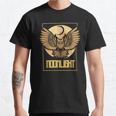 Summer Men Fashion Casual Short Sleeves Moonlight Black Tees Oversized T-shirts
