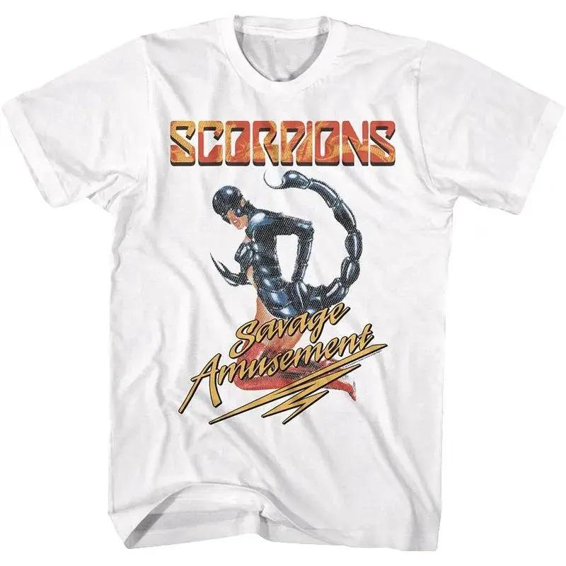 Scorpions Savage Amusement Album T-shirt Vintage Double Sided Band Hard Rock Cotone Nero Unisex T-shirt