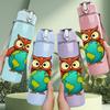 1PC Owl Earth World Print 750ml Color Plastic Sports Water Bottle Leakproof Flip Straw Lid Suitable for Sports Office Home Use