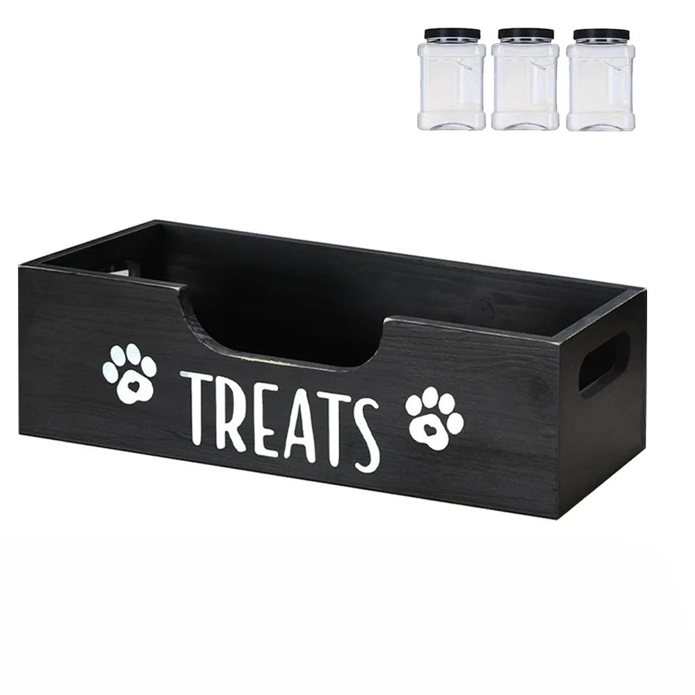 Practical Wooden Dog Treat Container Creative Dog Food Storage Holder Snack Storage Box  Pet Supply