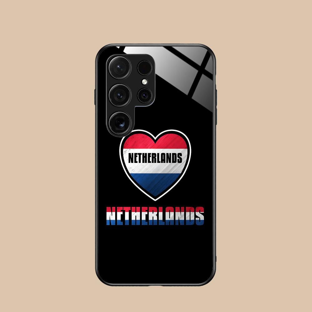 Netherland Dutch Flag Glass Mobile Phone Case for Samsung Galaxy S26 S25 S24 S23 S22 S21 S20 Note20 Plus FE Ultra Colorful Cover