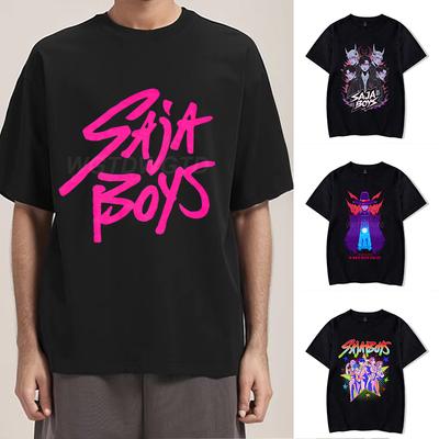 Saja Boys Jinu T-Shirt Anime KPop Demon Hunters Print T-Shirt Herren Damen Mode Hip Hop Tees Kurzarm Rock Roll T-Shirts