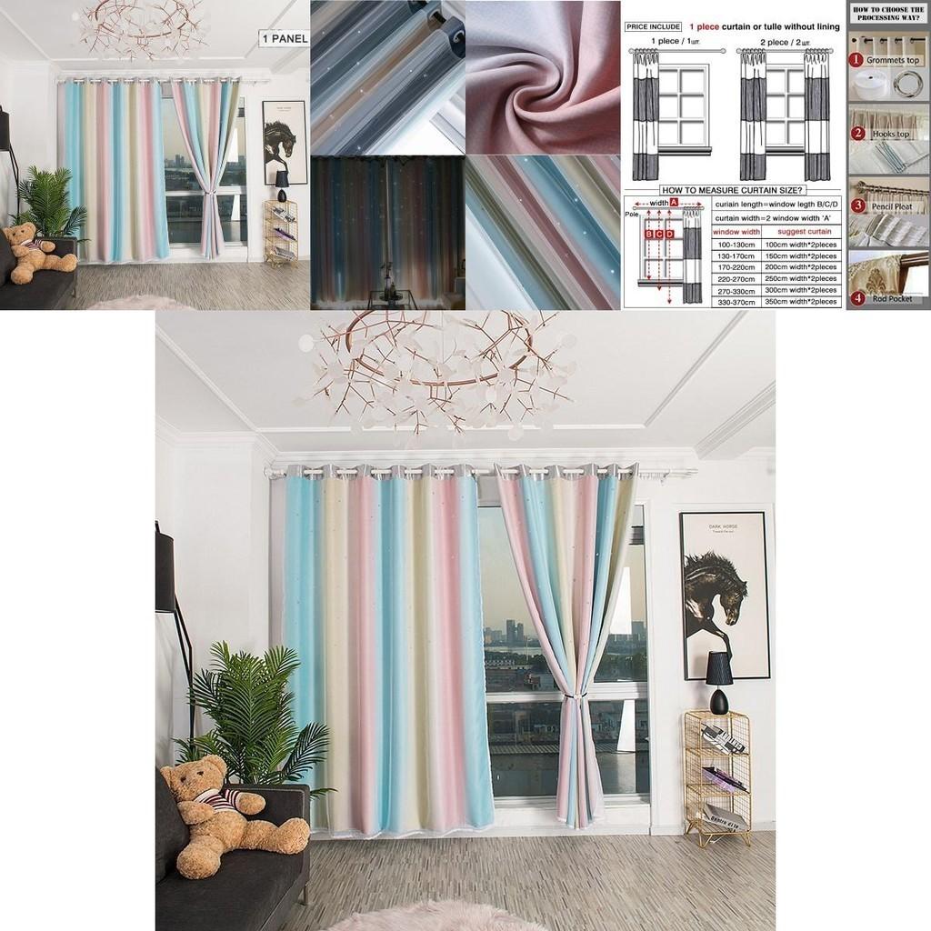 Elegant 2 Layer Stars Window Curtain Featuring Luxurious Blackout And Tulle Drapes