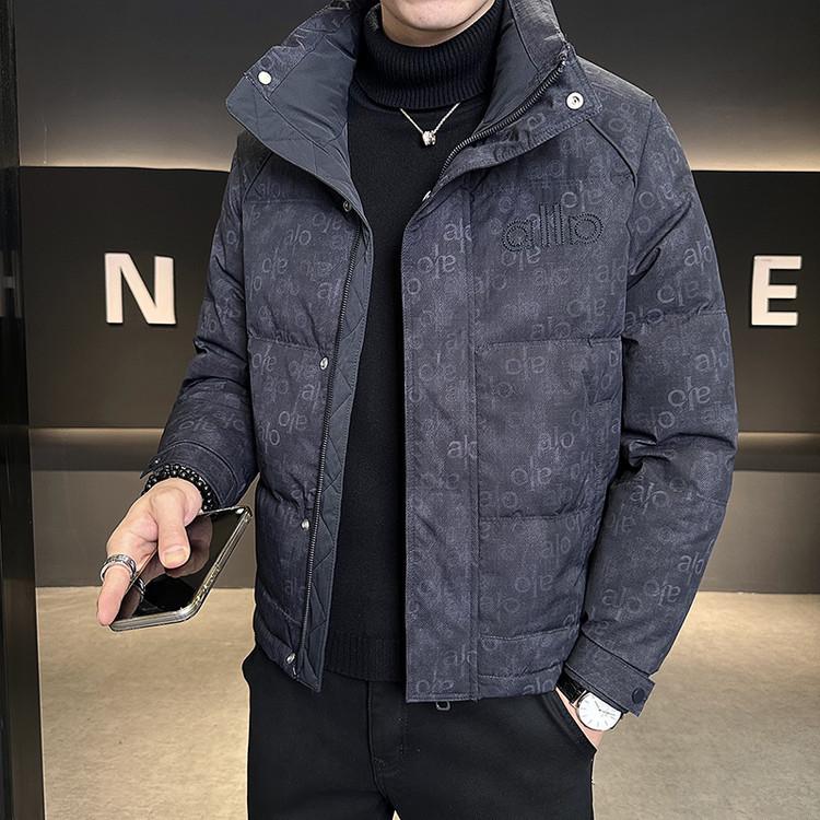 Men s 2025 Winter Trendy Printed Down Jacket - Lightweight, Thick & Stand Collar Outerwear Large