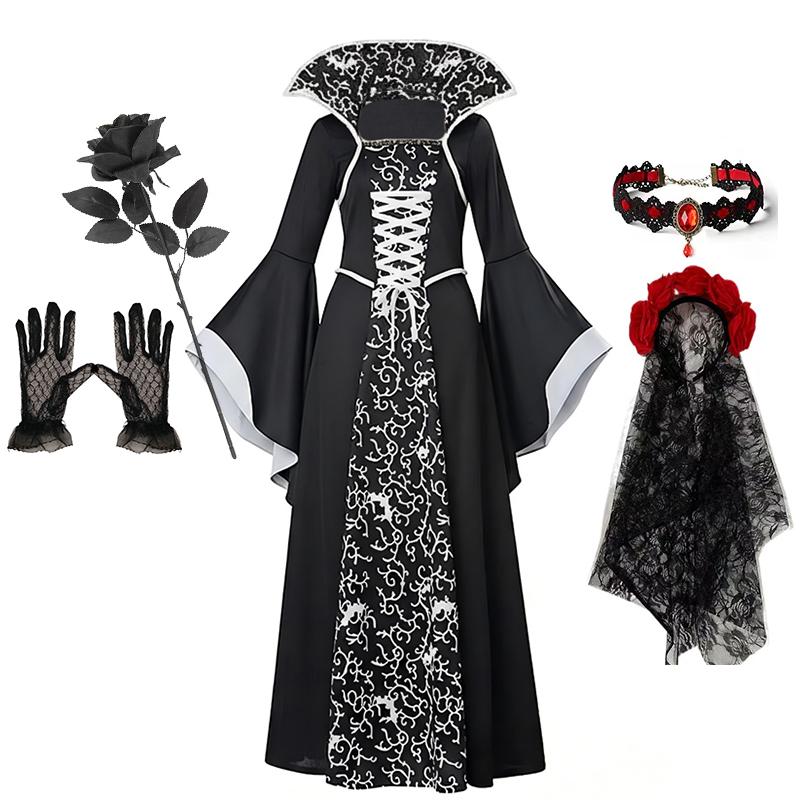 Dětské Cosplay Červené Upíří Halloweenské Šaty Pro Děti Duch Nevěsta Gotický Kostým Upíří Karnevalové Oblečení Černé Červené Oblečení