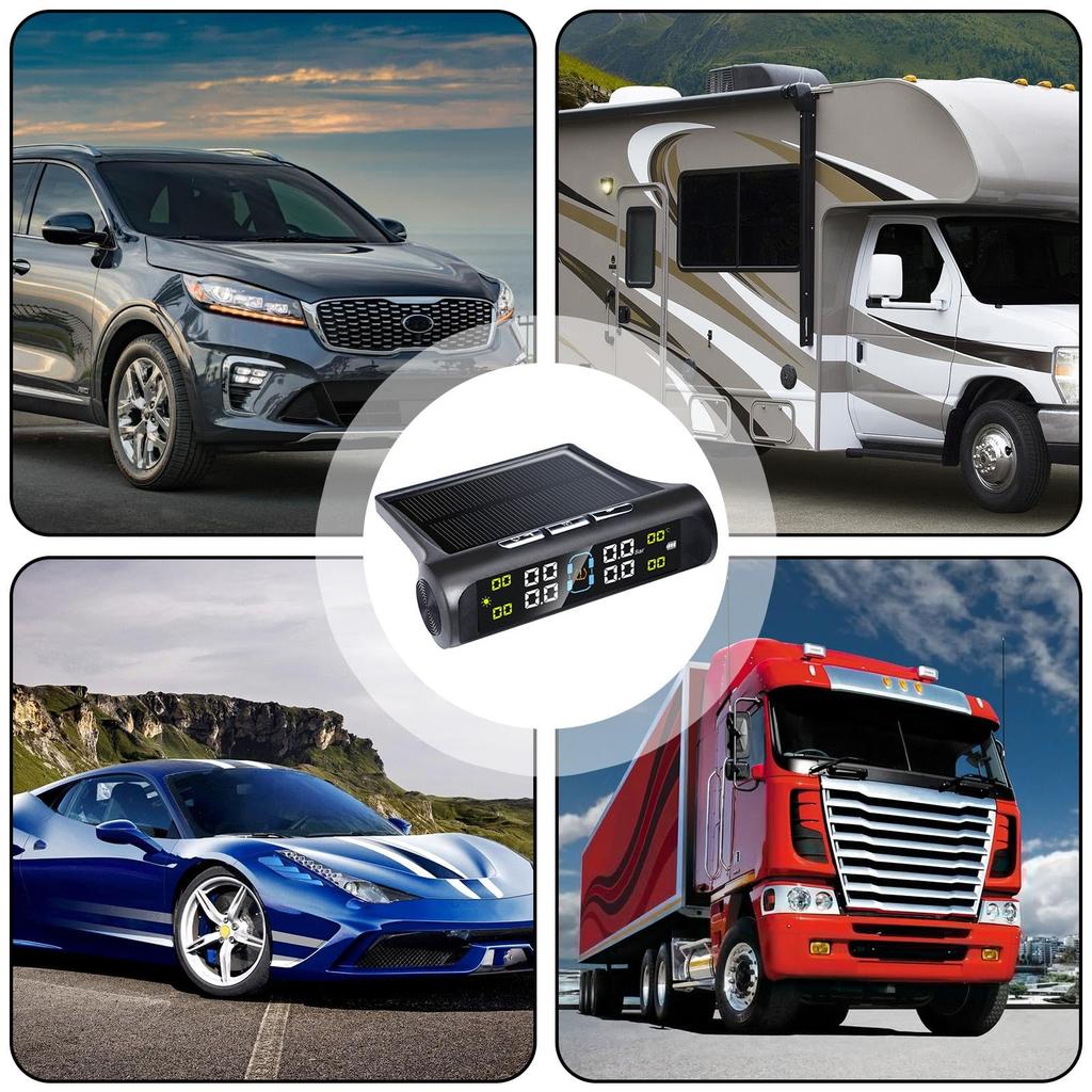 Tire Pressure Monitoring System, Tire Pressure Monitor System with Solar Charging, Wireless Solar TPMS