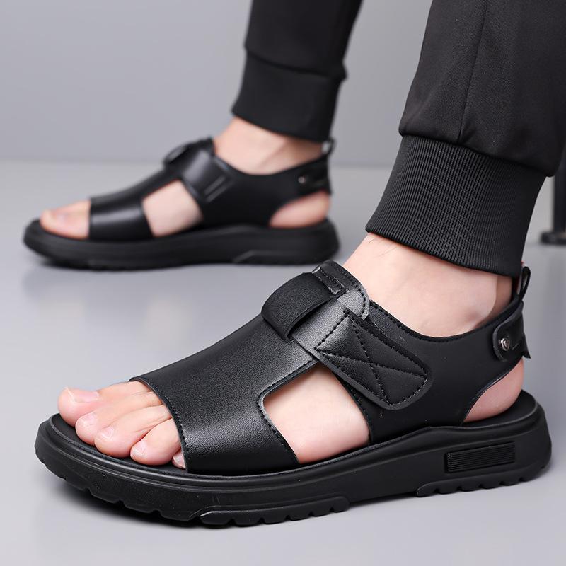 New platform men's sandals large size beach shoes open-toed fish mouth cool men's shoes slippers