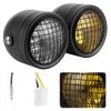 8.2in Retro Headlight Headlamp Round Dual Lamps Yellow White Light Universal for Motorcycle
