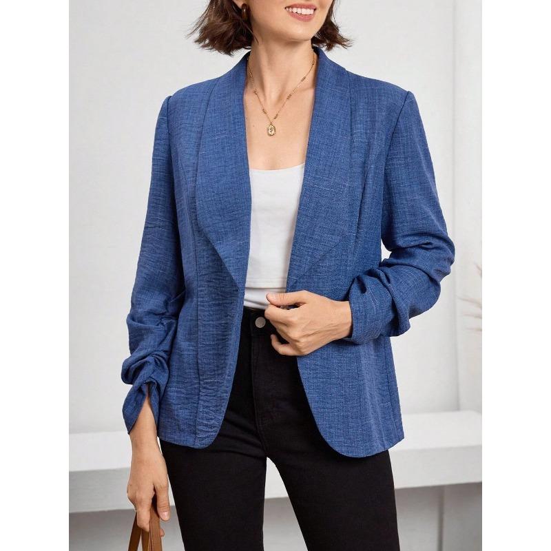 

Новый элегантный кардиган с длинными рукавами, лацканами, облегающего кроя, в повседневном и модном стиле, со стильным пиджаком для осени и зимы XXL синий